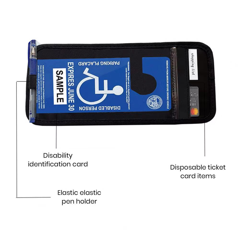 Handicap Placard Holder Disabled Parking Permit Sign Protector Universal Car Visor Auto Card Clip with Pen Holder Car Accessory