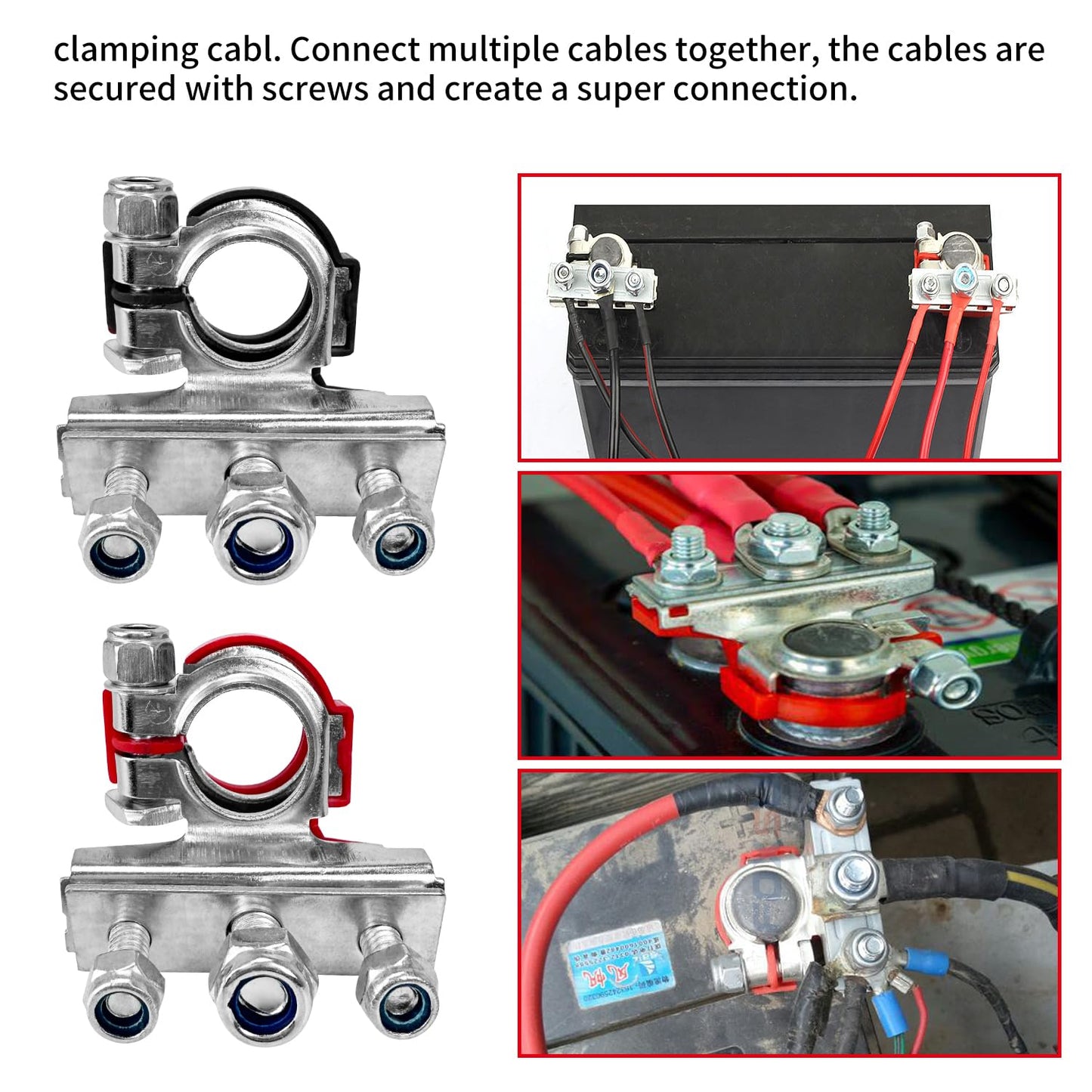 2 Stück Batterieklemmen 3-Fach Steckverbinder, Leisure Batterieklemmen Batterie Polklemmen 12V PKW Batterieklemme Für Auto Van Wohnwagen Boot