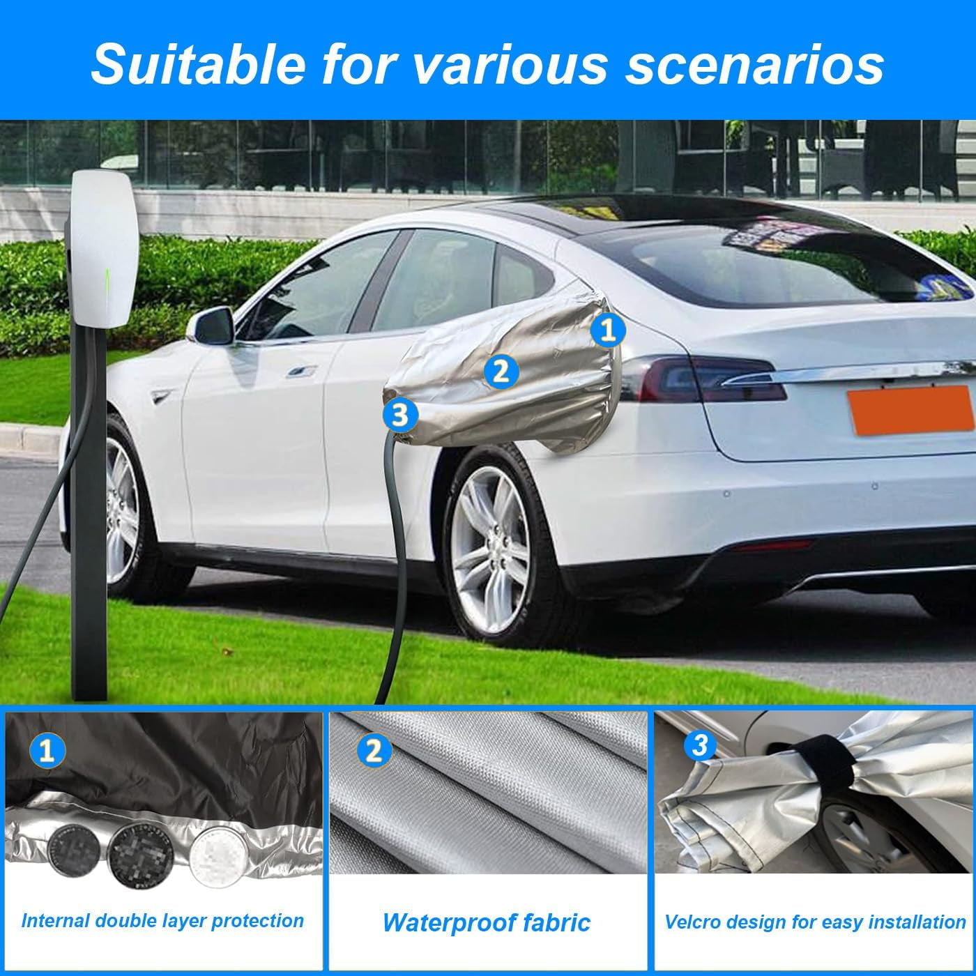 Regenschutzabdeckung Für Elektrofahrzeug-Ladestation, Magnetische Regenabdeckung Für Ladeanschluss, Sonnenschutz, Wasserdicht, Schneefest, Schützt Fahrzeug Und Kabel Sicher. (Transparent)