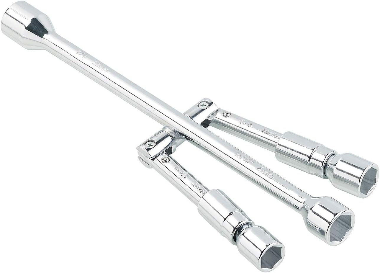 AGT Schlüssel: Faltbarer Kreuzschlüssel Für Radmuttern Der Größen 17, 19, 21 & 23 Mm (Schraubenschlüssel, Radkreuz, Drehmomentschlüssel)