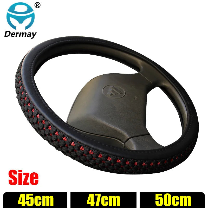 45Cm 47Cm 50Cm Outer Diameter Steering Wheel Covers Silk Leather for Car Bus Truck Auto Steering-Wheel Cover