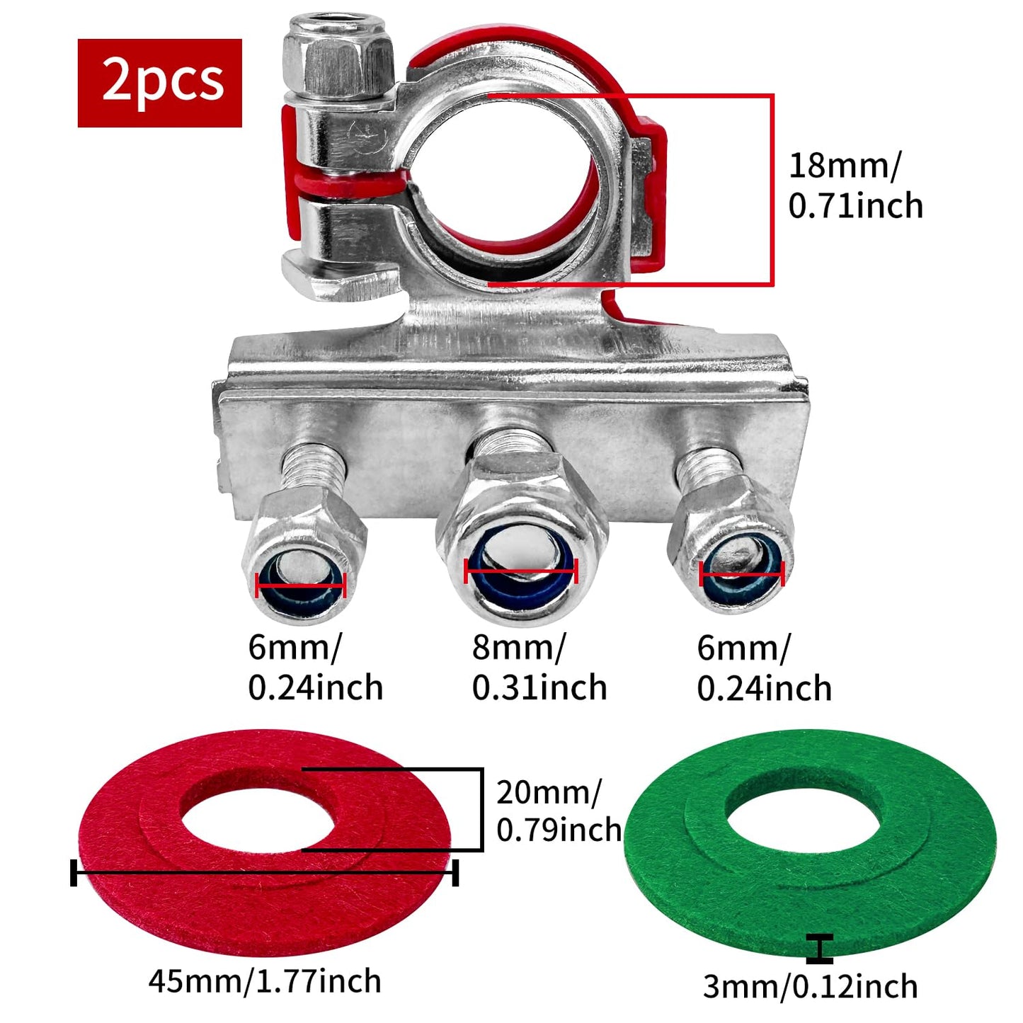 2 Stück Batterieklemmen 3-Fach Steckverbinder, Leisure Batterieklemmen Batterie Polklemmen 12V PKW Batterieklemme Für Auto Van Wohnwagen Boot