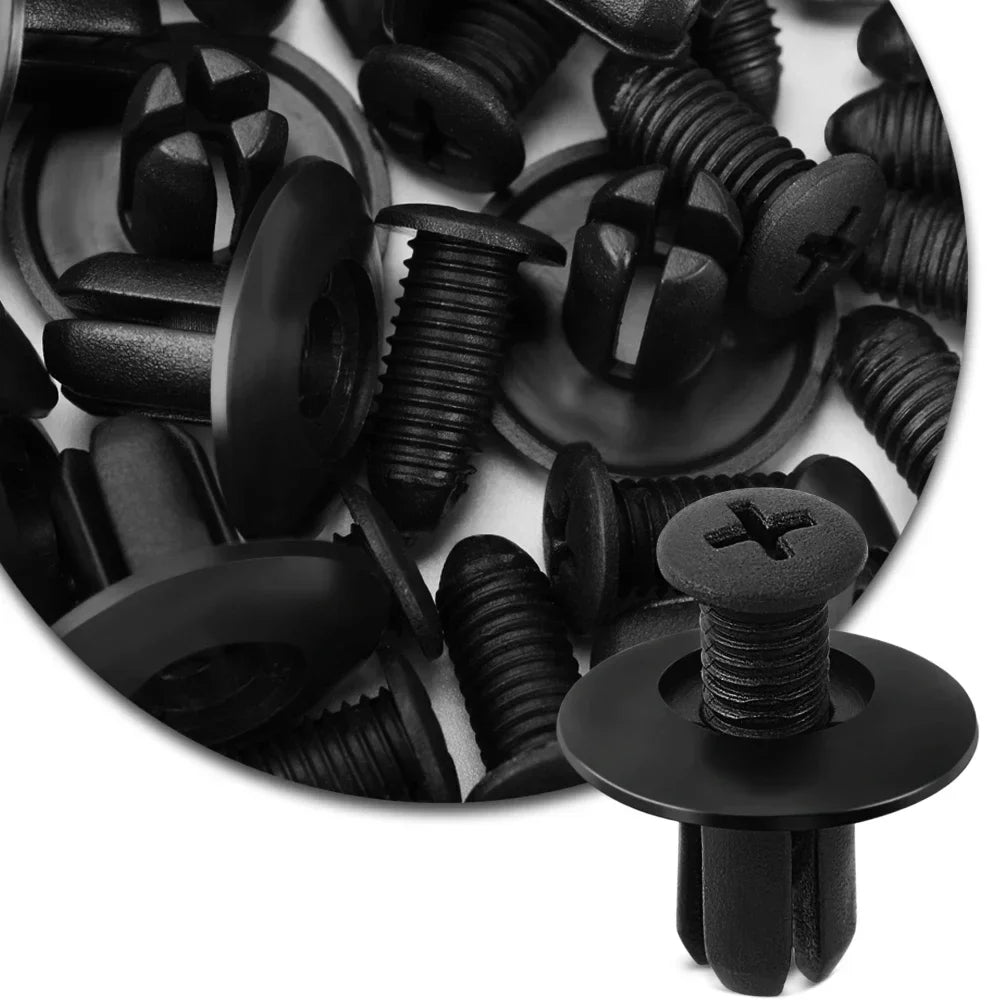 300/50Pcs 8Mm Plastic Fasteners Screws Universal Car Bumper Fender Black Rivets Car Fastener Push Pin Clips Auto Accessories