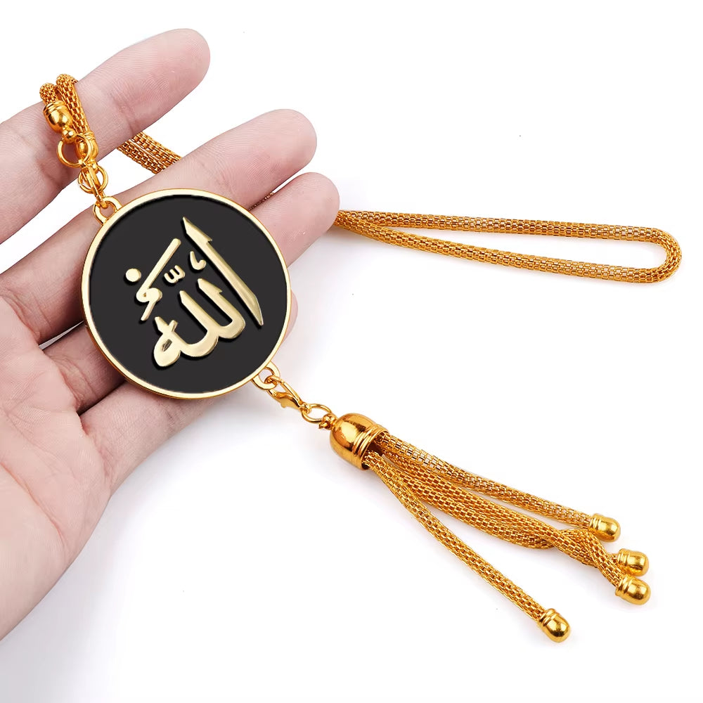 Car Pendant Islamic Quotes Muslim Arabic Decorations Islam God Allah Quran Emblem Interior Rearview Mirror Ornaments Accessories